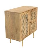 Buffet marron 2 portes bois de manguier patchwork cannage isa marron - 81x38x77 cm