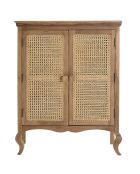 Meuble marron 2 portes bois de jamelonier et cannage isa marron - 96x38x122 cm