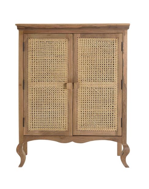 Meuble marron 2 portes bois de jamelonier et cannage isa marron - 96x38x122 cm