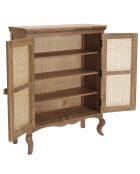 Meuble marron 2 portes bois de jamelonier et cannage isa marron - 96x38x122 cm