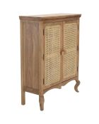 Meuble marron 2 portes bois de jamelonier et cannage isa marron - 96x38x122 cm