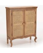 Meuble marron 2 portes bois de jamelonier et cannage isa marron - 96x38x122 cm