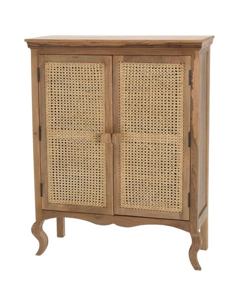 Meuble marron 2 portes bois de jamelonier et cannage isa marron - 96x38x122 cm