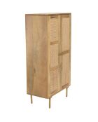 Meuble haut marron 2 portes bois de manguier cannage isa marron - 70x38x138 cm