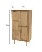 Meuble haut marron 2 portes bois de manguier cannage isa marron - 70x38x138 cm