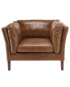 Fauteuil milano vintage cuir gaston marron - 108x84x78 cm