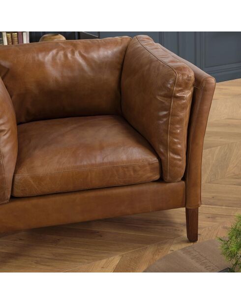 Fauteuil milano vintage cuir gaston marron - 108x84x78 cm