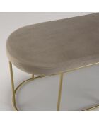 Banc velours agathe taupe - 105x36x42 cm