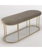 Banc velours agathe taupe - 105x36x42 cm