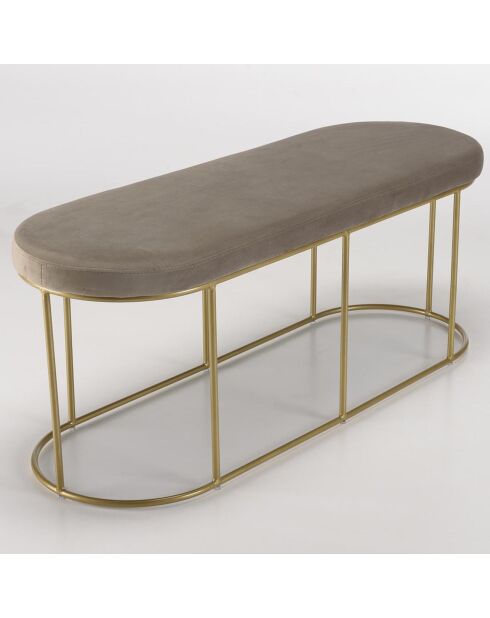 Banc velours agathe taupe - 105x36x42 cm