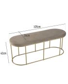 Banc velours agathe taupe - 105x36x42 cm