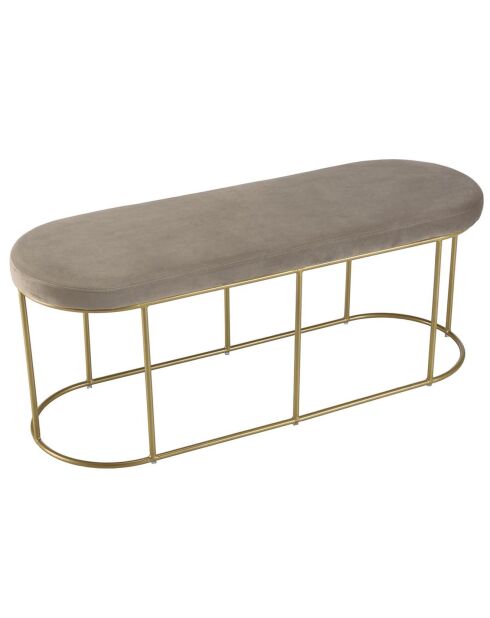 Banc velours agathe taupe - 105x36x42 cm