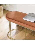 Banc velours  agathe orange - 105x36x42 cm