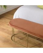 Banc velours  agathe orange - 105x36x42 cm