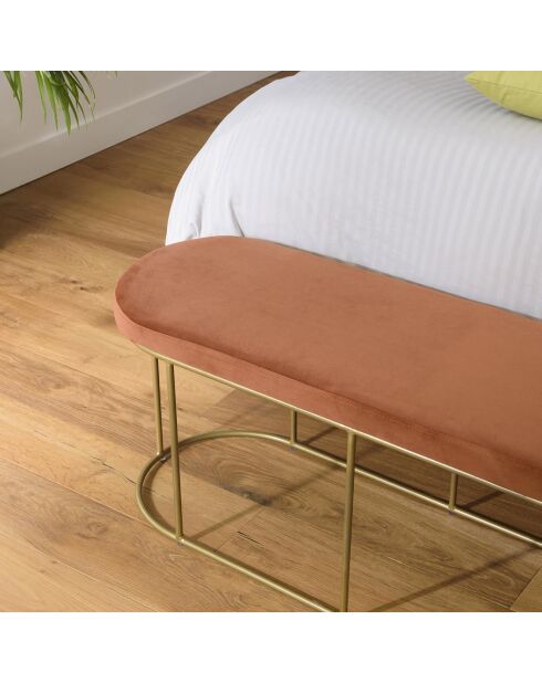 Banc velours  agathe orange - 105x36x42 cm