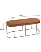 Banc velours  agathe orange - 105x36x42 cm