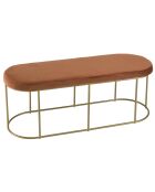 Banc velours  agathe orange - 105x36x42 cm