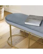 Banc velours agathe doré/gris - 105x36x42 cm