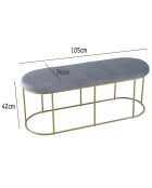 Banc velours agathe doré/gris - 105x36x42 cm