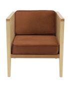 Fauteuil cannage assise amovible velours agathe orange - 70x76x78 cm