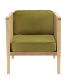 Fauteuil cannage assise amovible velours agathe vert - 70x76x78 cm