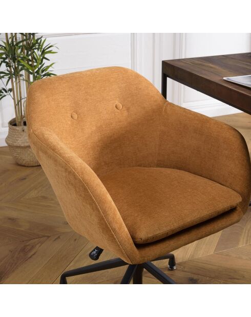 Fauteuil avec boutons agathe orange - 65x62x82 cm