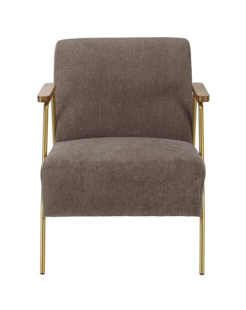 Fauteuil lounge accoudoirs agathe taupe/doré - 59x76x72 cm