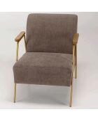 Fauteuil lounge accoudoirs agathe taupe/doré - 59x76x72 cm