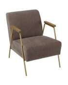 Fauteuil lounge accoudoirs agathe taupe/doré - 59x76x72 cm