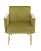 Fauteuil velours accoudoirs agathe vert clair - 71x76x79 cm