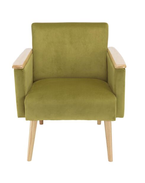 Fauteuil velours accoudoirs agathe vert clair - 71x76x79 cm