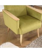 Fauteuil velours accoudoirs agathe vert clair - 71x76x79 cm