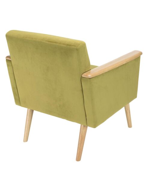 Fauteuil velours accoudoirs agathe vert clair - 71x76x79 cm