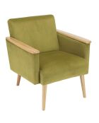 Fauteuil velours accoudoirs agathe vert clair - 71x76x79 cm