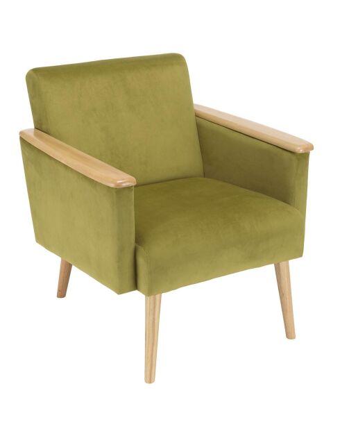 Fauteuil velours accoudoirs agathe vert clair - 71x76x79 cm