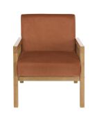 Fauteuil velours accoudoirs agathe orange - 58x68x70 cm