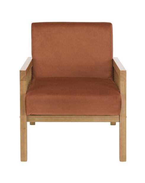 Fauteuil velours accoudoirs agathe orange - 58x68x70 cm