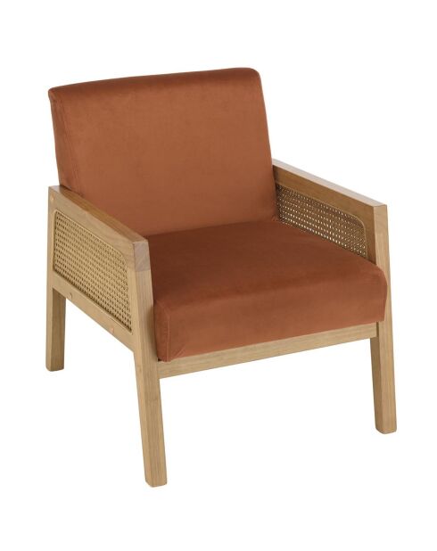 Fauteuil velours accoudoirs agathe orange - 58x68x70 cm