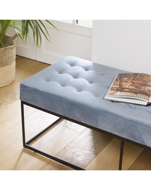 Banc en velours agathe bleu clair  - 120x47x42 cm