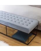 Banc en velours agathe bleu clair  - 120x47x42 cm