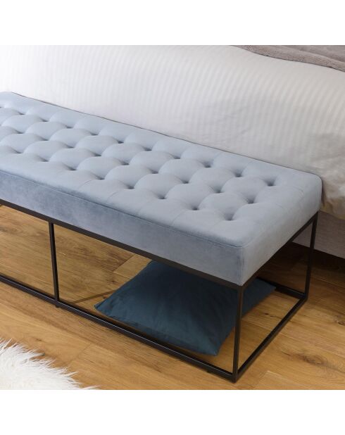 Banc en velours agathe bleu clair  - 120x47x42 cm