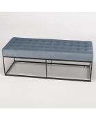 Banc en velours agathe bleu clair  - 120x47x42 cm