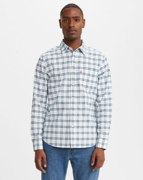 Chemise en Coton Classic à carreaux blanc/vert/bleu
