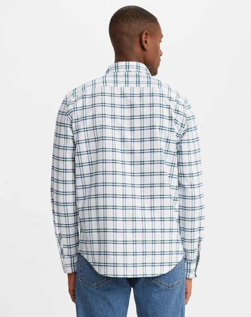 Chemise en Coton Classic à carreaux blanc/vert/bleu
