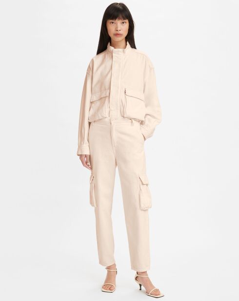 Lose, zarte rosa Cargohose aus Baumwolle