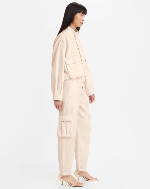 Pantalon en Coton Cargo loose soft rose