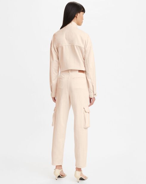 Pantalon en Coton Cargo loose soft rose