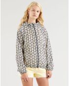 Lina Opvouwbaar windjack met opdruk marineblauw/ecru