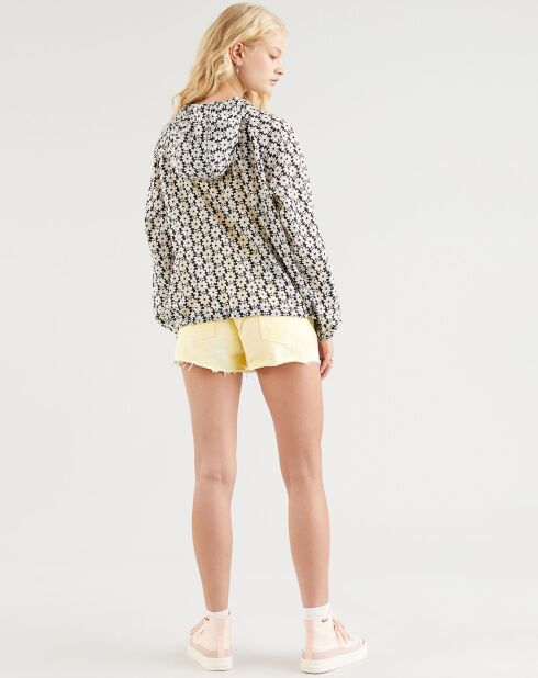 Lina Opvouwbaar windjack met opdruk marineblauw/ecru