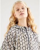 Lina Opvouwbaar windjack met opdruk marineblauw/ecru